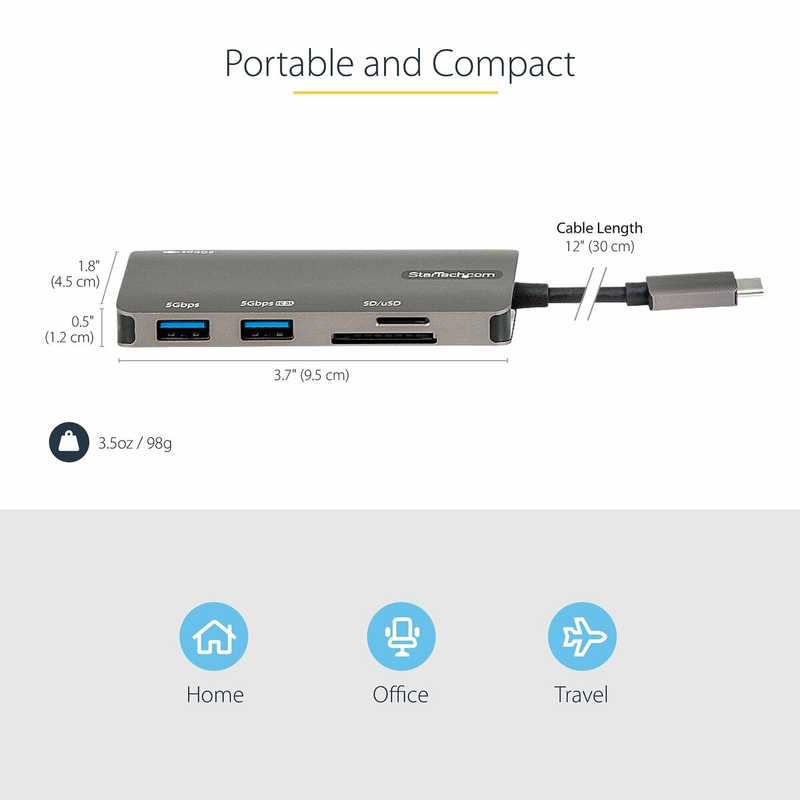 StarTech Adaptador Multipuertos - HDMI 4K - 100W PD - Thunderbolt 3
